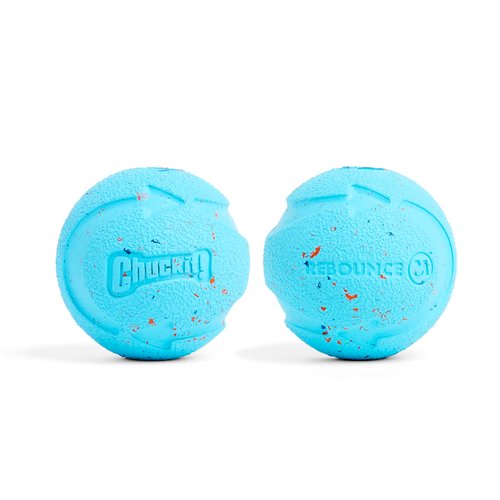 Chuckit! Rebounce Ball Dog Toy - Bouncy Fetch Balls for Dogs 20-60 lbs - Made from Durable Rubber - Outdoor Pet Toys - Size Medium - 2.5-inch Diameter - Pack of 2 - Blue
