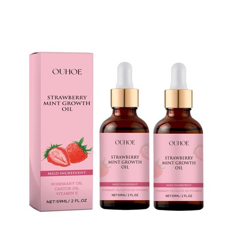 OFOCASE Strawberry Peppermint Growth Hair Oil -59ML Natural Extract Essence, Nourishing The Hairtail, Light Fragrance, Refreshing, Damaged Hair Oil