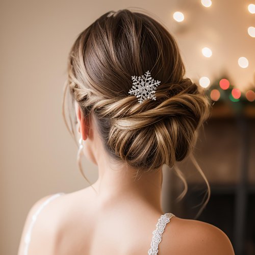 EVER FAITH Snowflake Hair Comb Winter Party Headpiece Accessory Crystal Snowflake Hair Side Comb Christmas Jewelry Gifts for Women White Silver-Tone