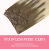 GOO GOO Clip in Hair Extensions Real Human Hair, 16inch 120g 7Pcs, 9/60 Balayage Ash Brown to Platinum Blonde, Remy Human Hair Extensions Clip ins for Women, Natural Human Hair