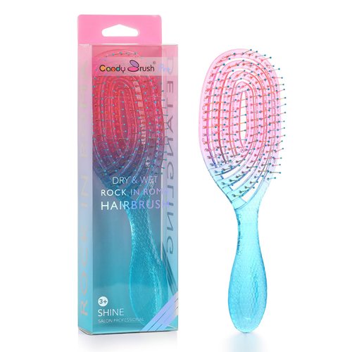 CANDYBRUSH Wet Hair Brush for Blow Dryer Detangling Curved Vented Drying for Straight Fine Hair for Women Round Detangler Soft Bristles Scalp Massage Medium Pink-Blue Colorful Gradient