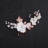 Teyglen Floral Flower Bride Wedding Hair Comb Rose Gold Leaf Headpiece with Flower Bridal Side Comb Hair Accessories for Women Wedding Hair Piece (Rose gold)