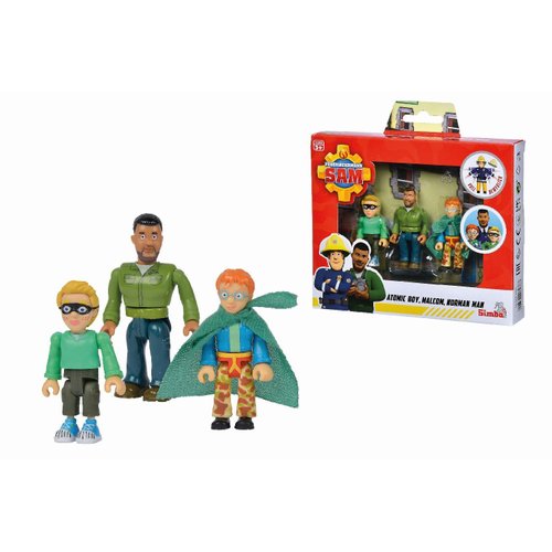 Simba 109251091 Fireman Sam Superhero Figure Set, Policeman Malcom, Norman and James, Fully Movable, 7.5 cm