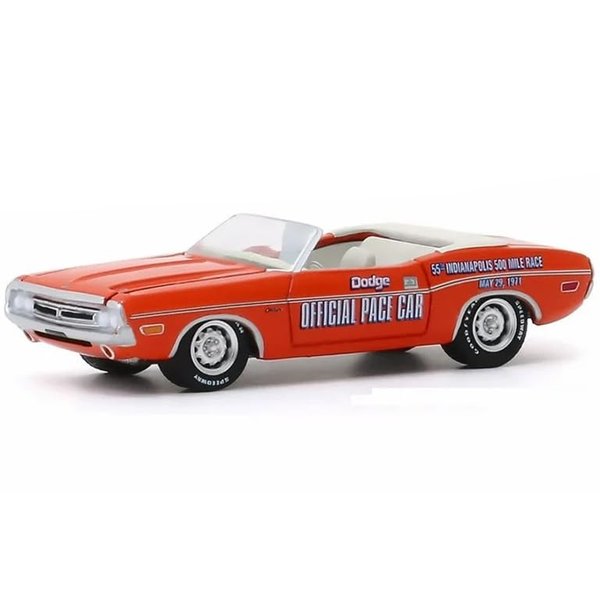 1971 Challenger Convertible Official Pace Car Orange 55th Indianapolis 500 Mile Race Hobby Exclusive 1/64 Diecast Model Car by Greenlight 30144
