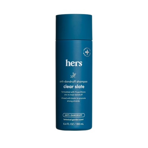 hers Clear Slate Anti Dandruff Shampoo, 1 Pack - Dermatologist Formulated Dry Scalp & Dandruff Shampoo with Biotin - Shampoo with 1% Zinc Pyrithione - Botanical Garden Scent - 1 x 6.4 fl oz