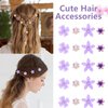 YISSION 20Pcs Mini Flower Hair Clips Cute Rhinestone Hair Pins Small Decorative Hair Clips Wedding Hair Barrettes Purple Flower Hair Clips Bridal Hair Accessories for Girls Women (4 Flower Pattern)
