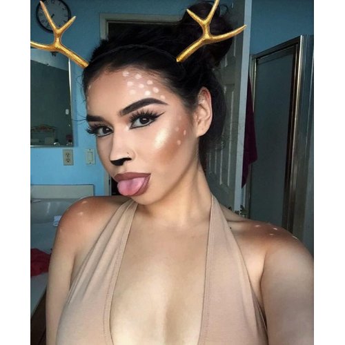 JeVenis Luxury Reindeer Antler Headband Gold Deer Headband Festival Wear Party Hats (Color1)