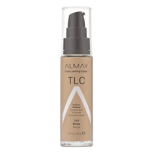 Almay Truly Lasting Color Liquid Makeup, Long Wearing Natural Finish Foundation with Vitamin E and Lemon Extract, Hypoallergenic, Cruelty Free, -Fragrance Free, Dermatologist Tested, 240 Beige, 1 oz