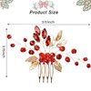 Sparkly Wedding Hair Combs, Crystal Flower Hair Clips Bride Bridesmaid Hair Sides Comb Rhinestone Barrettes, Crystal Hair Pins Hair Accessories for Women Girls (Red)