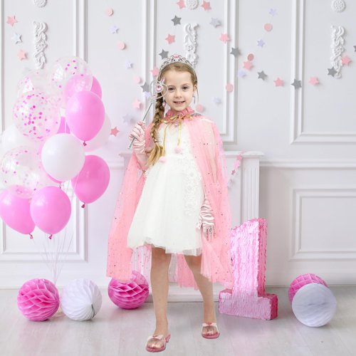 Lingway Toys pink princess dress up Cape Costume for girls aged 3-8，8 Piece toddler girl toys set