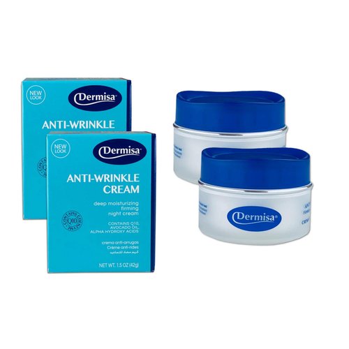 Dermisa Anti-Wrinkle Cream | Contains Alpha Hydroxy Acids, Coenzyme Q10, Avocado Oil | 1.5 OZ | Pack of 2