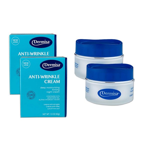 Dermisa Anti-Wrinkle Cream | Contains Alpha Hydroxy Acids, Coenzyme Q10, Avocado Oil | 1.5 OZ | Pack of 2