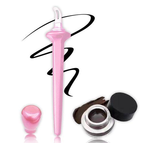 Kpeuuef Eyeliner Applicator Kit,Flawless Eyeliner Tool with Eyeliner Cream Silicone Eye Liner Brush Reusable Waterproof Eyeliner Easy No-Skip Eyeliner Makeup Tools (Black Eyeliner)