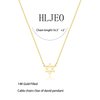 HLJEO Gold Necklace, 14k Dainty Star of David Necklace Simple Hexagram Pendant Necklace for Women