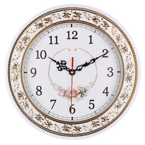 Tebery Silent Modern Quartz Flower Design Decorative Wall Clock Non-Ticking Digital 11-Inch Clock (White)