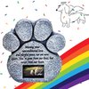 Pawprints Remembered Pet Memorial Stone - Features a Paw Print Photo Frame and Sympathy Poem - Indoor Outdoor for Garden Backyard Marker Grave Tombstone - Loss of Pet Gift - Loss of Dog Gift