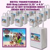 Hotel Transylvania 3 Stickers ONLY Party Favors Supplies Decorations Gift Bag Label Stickers [Bags NOT Included] 3.75" x 4.75" -12 pcs, Summer Vacation