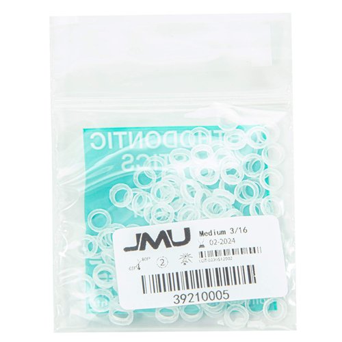 JMU Orthodontic Elastics 3/16 Inch Medium 4.5oz 500 pack Intraoral Elastic Bands Latex Free Dental Rubber Bands Made in USA