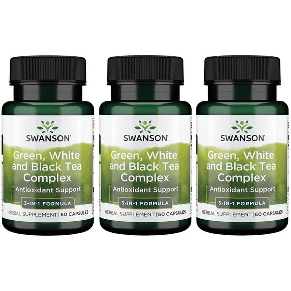 Swanson Green White & Black Tea Complex 200/200/200 Milligrams 60 Capsules (3 Pack)