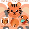 UROINEPA 60PCS Safari Jungle Wild Animal Party Supplies Disposable jungle zoo animal Shaped Paper Plates for Birthday Party, Baby Shower and jungle safari theme party decorations