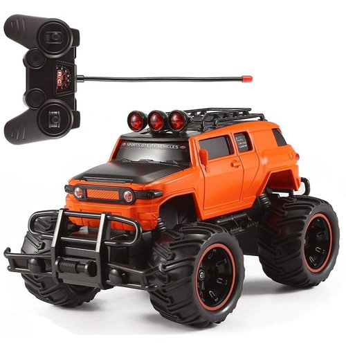 RC Monster Truck Remote Control 1:20 Scale Electric Vehicle Off-Road Race Car With Oversize Tires Radio SUV RTR Beast Buggy Great Toy Gift For Boys Children (Orange)
