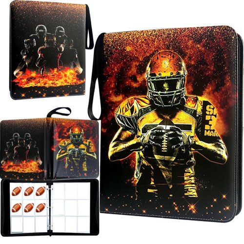 Football Card Binder 900 Pockets, Trading Card Binder Holder with 50 Removable Sleeves Fits 900 Sport Cards, Football Card Gifts Collector Album with Zipper Storage Display Case