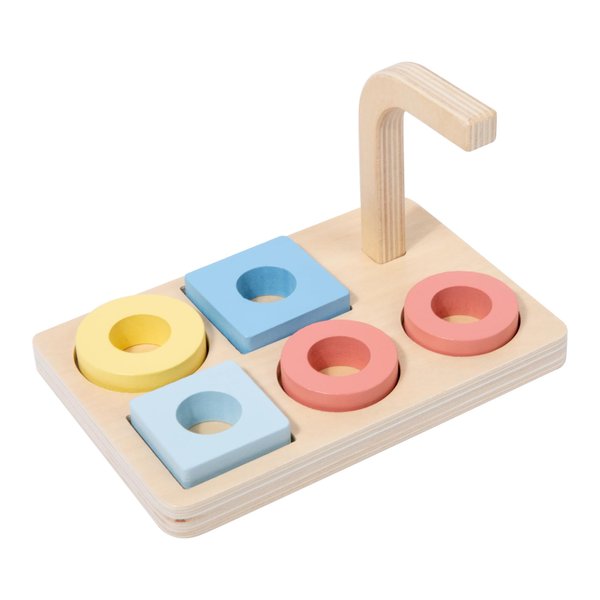 Adena Montessori Wooden Rings on Peg Curved Horizontal Pins and 5 Shapes Baby & Toddler Eearly Learning Toys