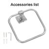 HouseAid Square Hand Towel Ring for Bathroom Stainless Steel Towel Holder Modern Hand Towel Hanger Wall Mounted Brushed Nickel