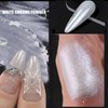 2Pcs White Chrome Nail Powder Moonlight Pearl Powder for Nails, Magic Clear Pearlescent Aurora Mirror Effect Gel Nail Glitter Powder Nails Art Design 0.5/Jar
