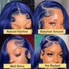 Blue Lace Front Wigs Human Hair Body Wave Wig 13x4 HD Transparent Lace Frontal Blue Wig Human Hair Pre Plucked With Baby Hair 180% Density Dark Blue Colored Glueless Wigs for Black Women 26 Inch
