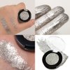 Afflano Silver Glitter Eyeshadow Palette Super Pigmented, Single Parkle Shimmer Silver Eyeshadow Palette, Long Lasting Blendable Neutral Eye Look, for All Skin Metallic Glitter Eyes Bling Makeup