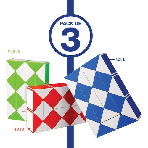 Neliblu Sensory Fidget Snake Cube Twist Puzzles Toys for Kids - Stocking Stuffers - Bulk Pack of 3 Assorted Colors - Snake Fidget Toy Party Favors - Snake Puzzle Party Bag Fillers