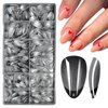 LoveOurHome 600pc Short Gel X Nail Tips Almond Fake Nails Clear XS Stiletto False Nail Tips Full Cover Artificial Fingernails Soft Gel Nail Tips for Acrylic Nails Gel X Extension Press Nails Making