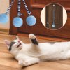 Andiker Cat Spring Toy, Self-Play Stretchable Door Hanging Cat Toy with Bell for Indoor Interactive Cat Toy, Soft Plush Ball with Spring Kitten Toy for Cat Kitten Playing Exercising (Green+Purple)