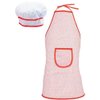 FUNERICA Kids Apron and Chef Hat Set for Girls and Boys. For Pretend Role Play, Cooking, Baking, Painting, and Gardening. Featuring Long Strap and Convenient Pocket in Bright Beautiful Red Color