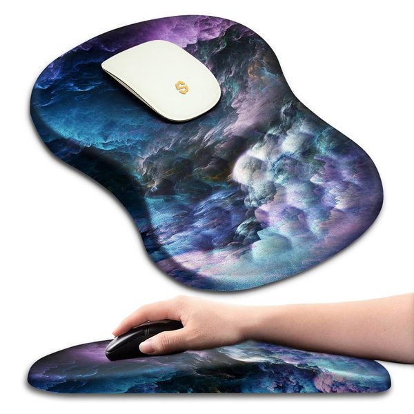 Ergonomic Mouse Pad with Wrist Rest Support, Massage Design Mouse pad Relief Carpal Tunnel Pain, Entire Memory Foam Non-slip Mouse Pad, Computer Mouse Pads for Wireless Mouse Pad, Dazzling Galaxy