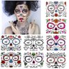 8 Sheet Day of the Dead Face Tattoos, Realistic Face Halloween Temporary Tattoo Stickers for Festival Makeup Rave Accessories, Halloween Face Tattoos for Halloween Cosplay