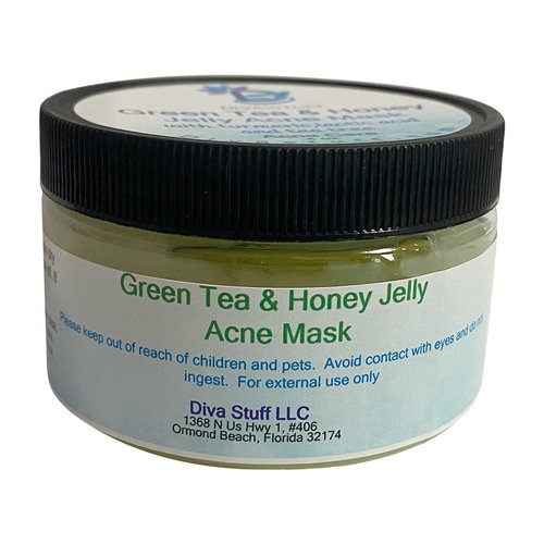 Diva Stuff Green Tea and Honey Jelly Acne Mask, With Turmeric, Lactic Acid and Tea Tree, 4 oz