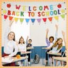 34 PCS Welcome Back to School Banner Decorations - Vibrant Unique Design First Day Classroom Sign, Reusable 9.78ft Long Pennant For KindergartenPreschool Hallway Party Class Celebration Decor