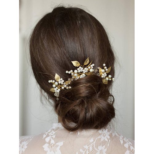 FXmimior Bridal Headpiece Vintage Crystal Leaf Hair Pins Bobby Pins Wedding Party Hair Accessories(pack of 3) (silver)