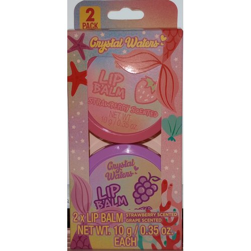 Crystal Waters 2 pack Lip Balm Strawberry Scented and Grape Scented each 0.35 oz
