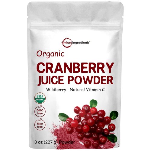 Sustainably US Grown, Organic Cranberry Juice Powder (Wild Cranberry Supplements Cold Pressed), 8 Ounce, Enhance Urinary Tract Cleanse & Prostate Health, Water Soluble and Pet Friendly