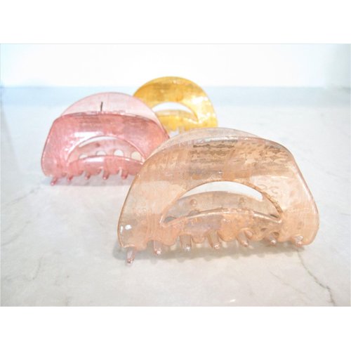 Generic Painted marbled glitter acrylic hair claw clamp clips thin fine medium hair (Primary color: Orange), 1 Count (Pack of 1)