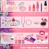Kids Makeup Kit for Girl - 57 PCS Safe and Washable Makeup for Kids, Real Girls Makeup Kit, Toddler Makeup Kit with Cosmetic Case, Girls Toys Age 4-12, Princess Toys for Girls (Pink)