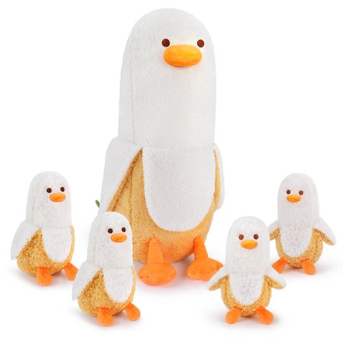 Auspicious beginning 5 PCS Banana Duck Plush Stuffed Animal Family, 20&#39;&#39; Cute Banana Duck Mommy w...