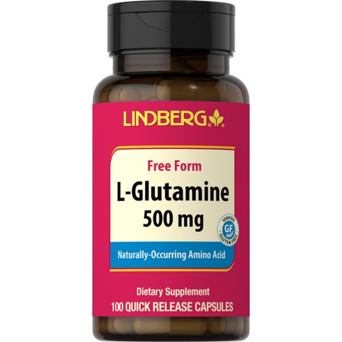 Lindberg L Glutamine Capsules | 500mg | 100 Count | Naturally-Occuring Amino Acid | Non GMO, Gluten Free Supplement