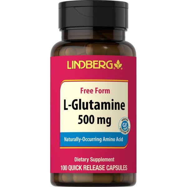 Lindberg L Glutamine Capsules | 500mg | 100 Count | Naturally-Occuring Amino Acid | Non GMO, Gluten Free Supplement