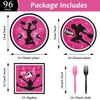 OBUSATT 96Pcs Cheerleader Party Supplies Cheerleading Paper Plates Napkins Gymnastics Party Decorations Girls' Birthday Dinnerware Party Favor Tableware Serves 24