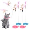 POPETPOP Cat Collar Toys-4 Pcs Cat Toy Collars Interactive Cat Toys for Indoor Cat Self Playing Chasing Plaything with Bell Teasing Wand for Kittens Small Animals