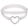 FM FM42 White PU Simulated Leather Women's Gothic Double Straps Heart O Ring Leg Thigh Elastic Garter Belt, One Pair